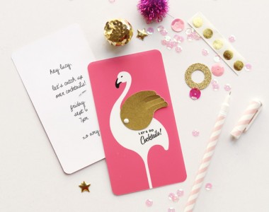 Gratis download: Flamingo uitnodiging voor een cocktailparty